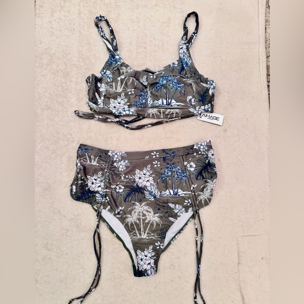 AI'MAGE Womens High Waisted Bikini Set Tummy Control 2 Piece Bathing Suit XXL